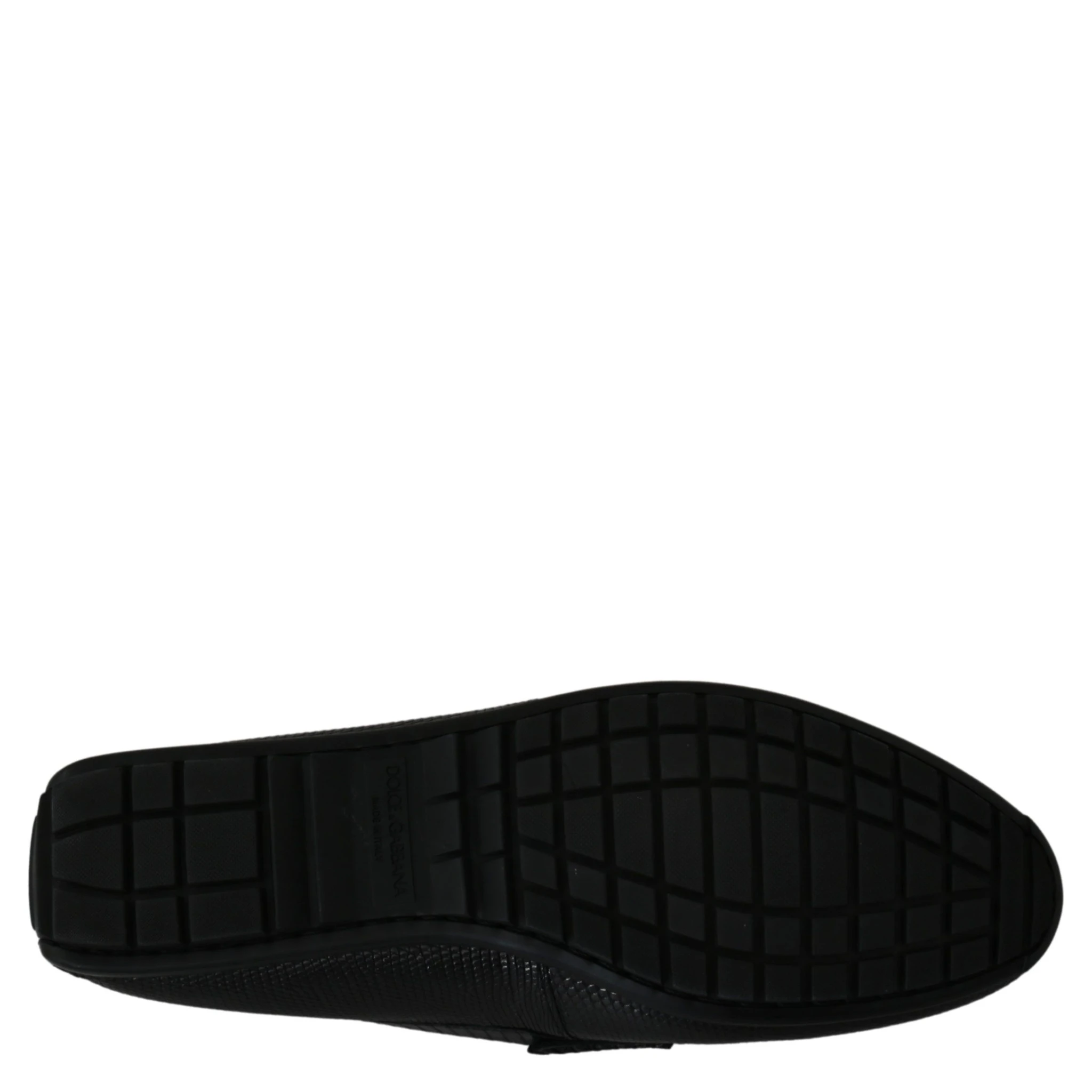 Black Lizard Leather Flat Loafers Shoes