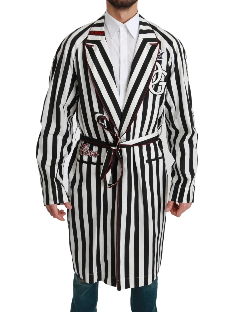 Black Coat Nightgown  White Cotton Robe