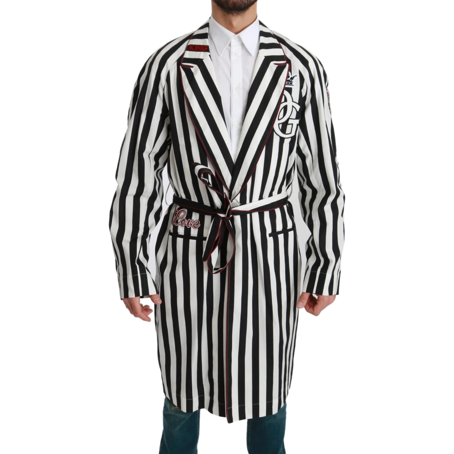 Black Coat Nightgown  White Cotton Robe