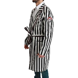 Black Coat Nightgown  White Cotton Robe