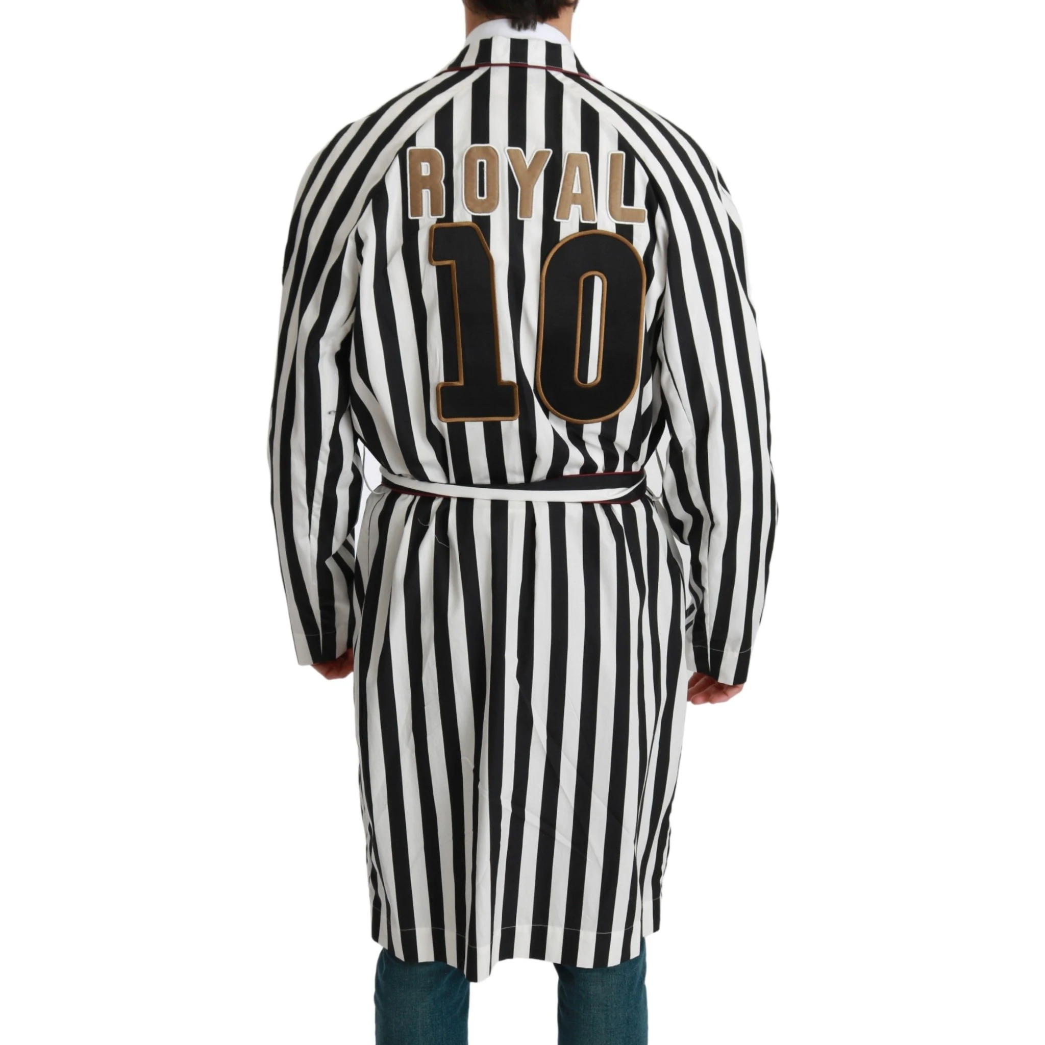 Black Coat Nightgown  White Cotton Robe