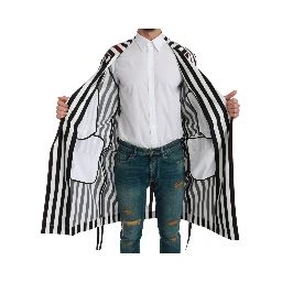 Black Coat Nightgown  White Cotton Robe