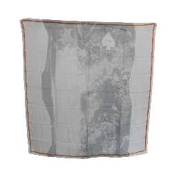 Gray Red Silk Shawl Foulard Wrap Scarf