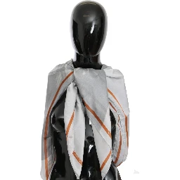 Gray Red Silk Shawl Foulard Wrap Scarf