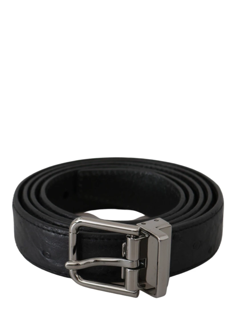 Black Exotic Skin Pattern Silver Buckle Belt
