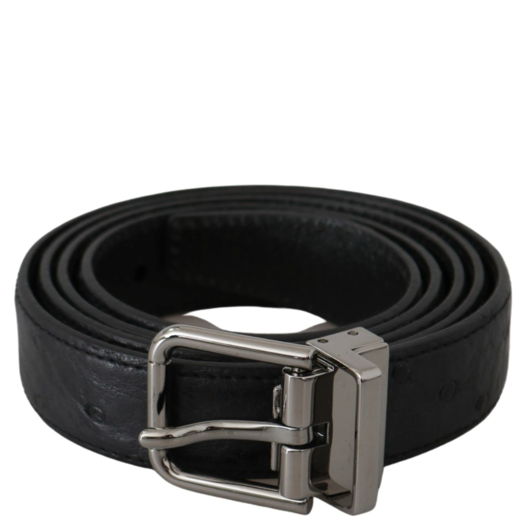 Black Exotic Skin Pattern Silver Buckle Belt