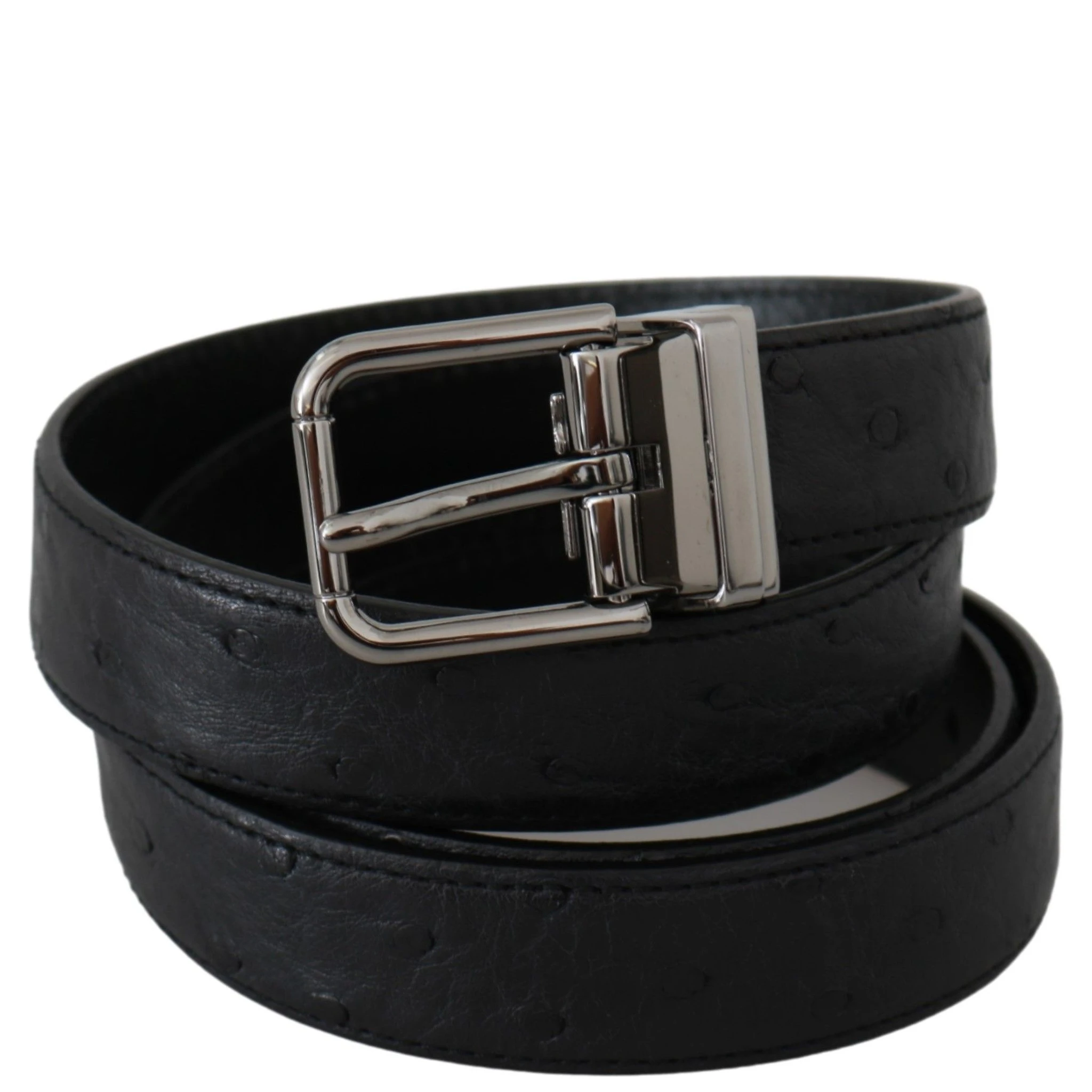 Black Exotic Skin Pattern Silver Buckle Belt