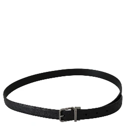 Black Exotic Skin Pattern Silver Buckle Belt