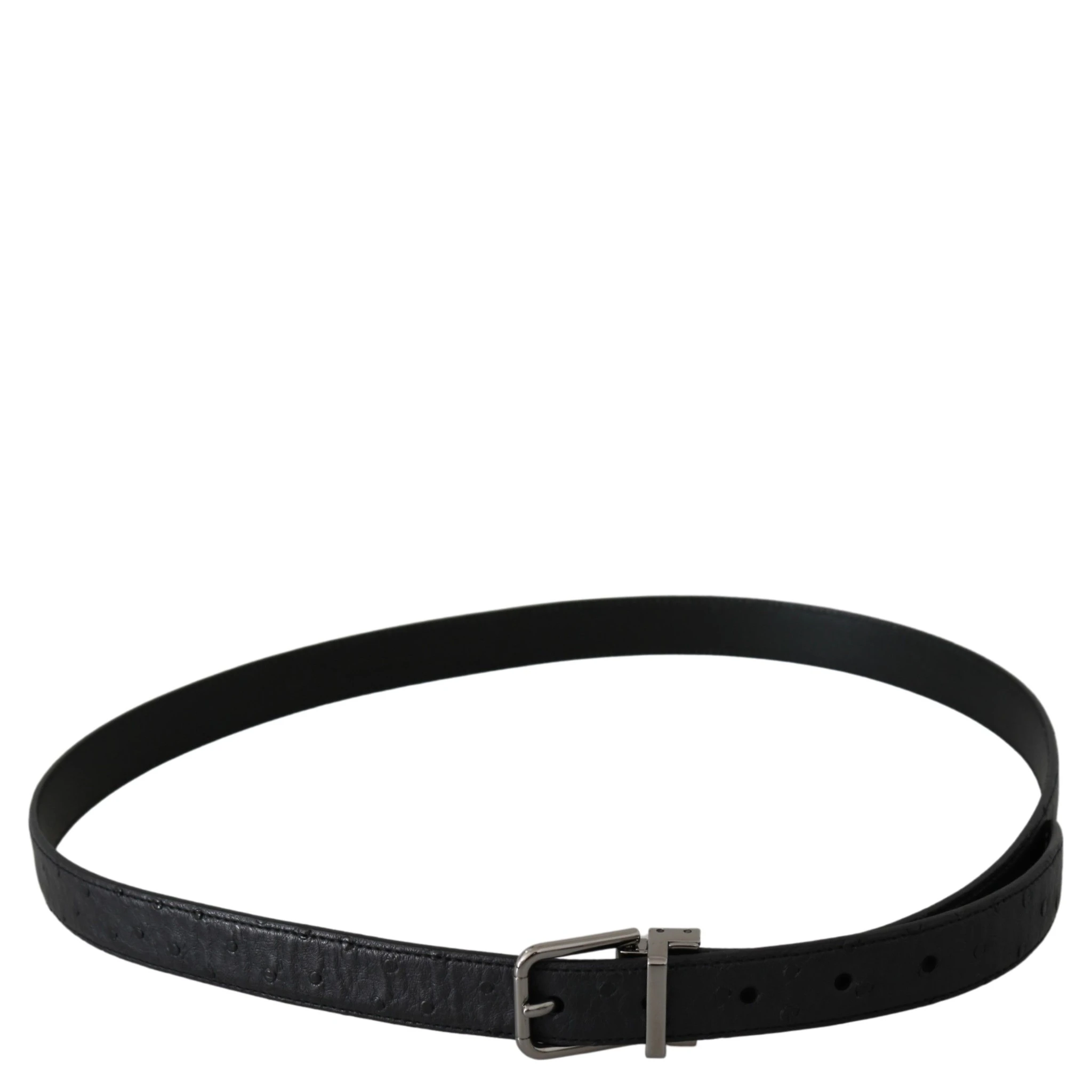 Black Exotic Skin Pattern Silver Buckle Belt