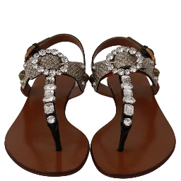 Leather Ayers Crystal Sandals Flip Flops Shoes