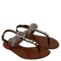 Leather Ayers Crystal Sandals Flip Flops Shoes