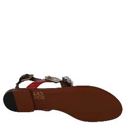 Leather Ayers Crystal Sandals Flip Flops Shoes