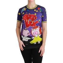 Purple YEAR OF THE PIG Top Cotton T-shirt