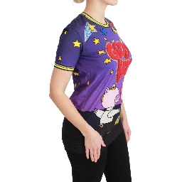 Purple YEAR OF THE PIG Top Cotton T-shirt