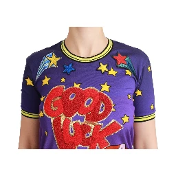 Purple YEAR OF THE PIG Top Cotton T-shirt