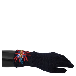 Blue #DGLovesLondon Embroidered Wool Gloves