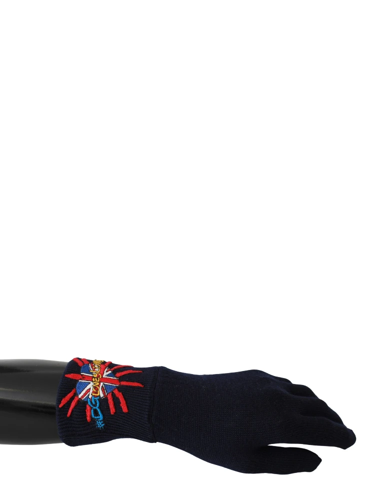 Blue #DGLovesLondon Embroidered Wool Gloves