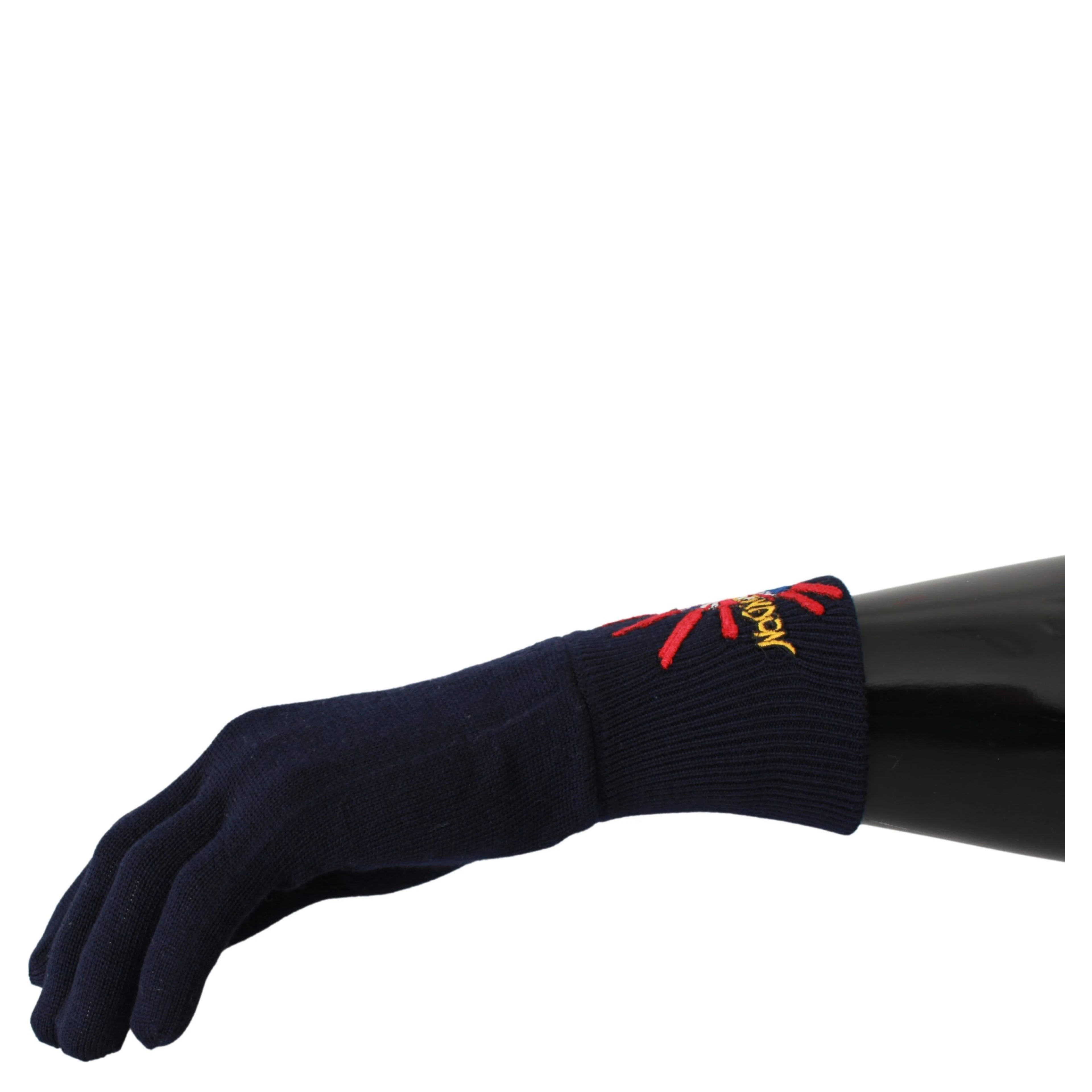 Blue #DGLovesLondon Embroidered Wool Gloves