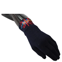 Blue #DGLovesLondon Embroidered Wool Gloves