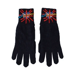 Blue #DGLovesLondon Embroidered Wool Gloves