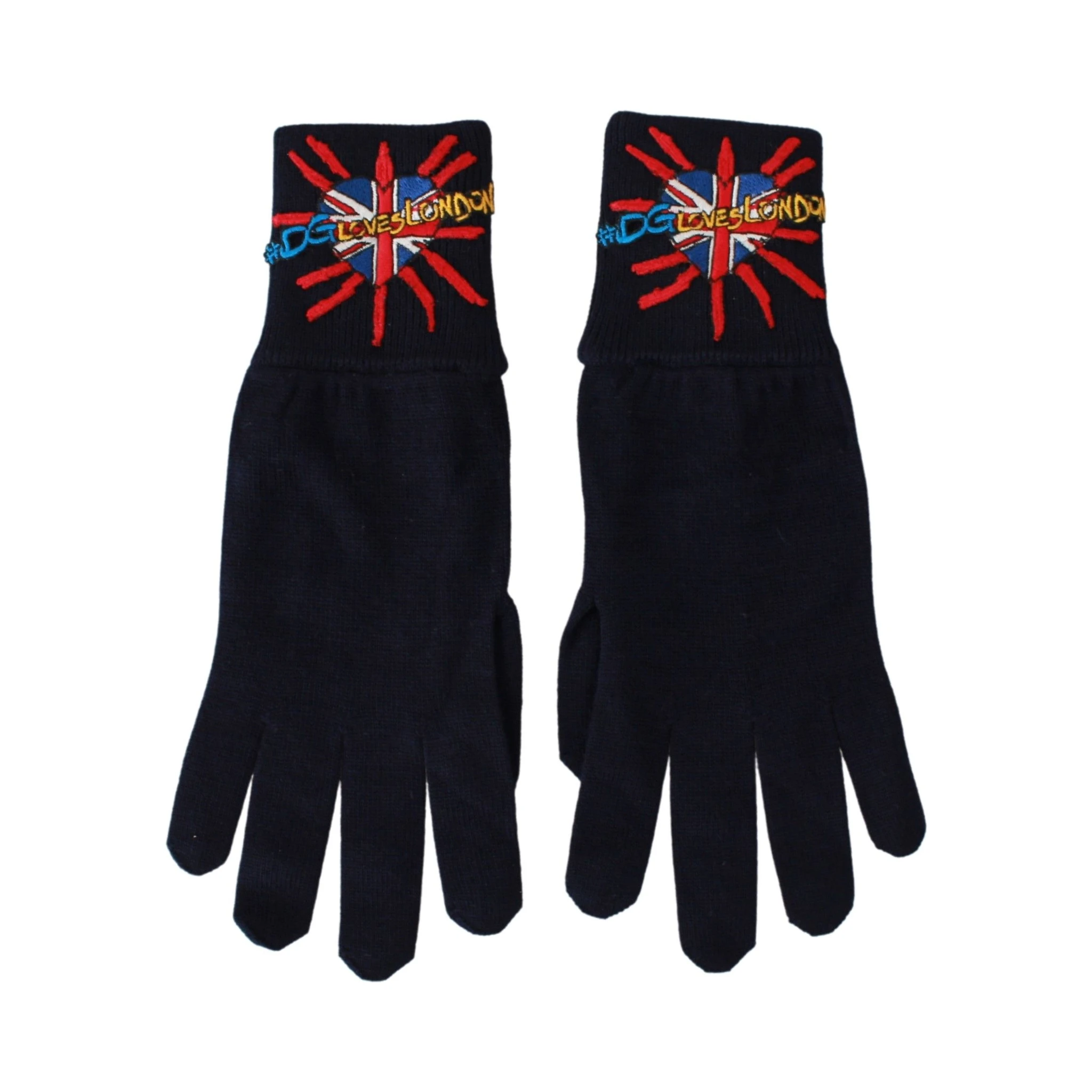Blue #DGLovesLondon Embroidered Wool Gloves