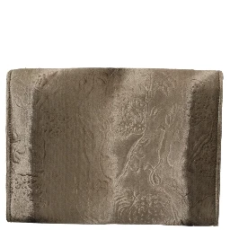 Beige Velvet Floral Leather Men Document Briefcase