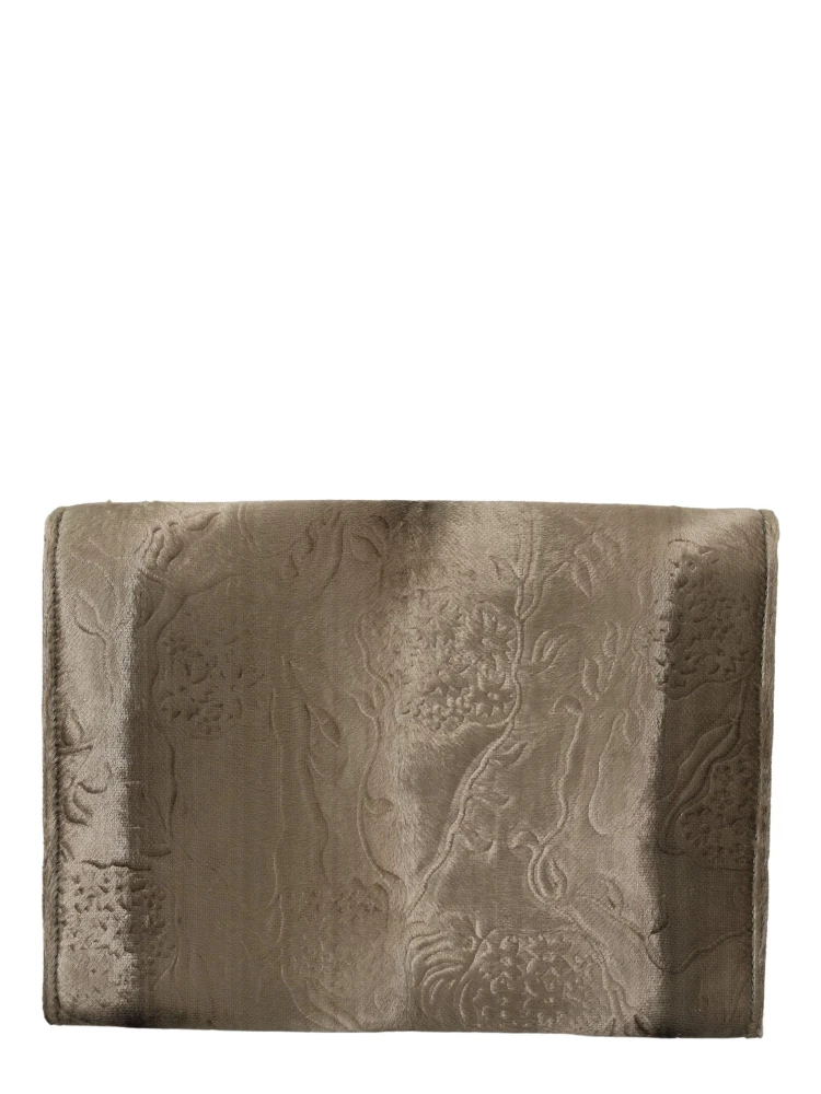 Beige Velvet Floral Leather Men Document Briefcase alternative