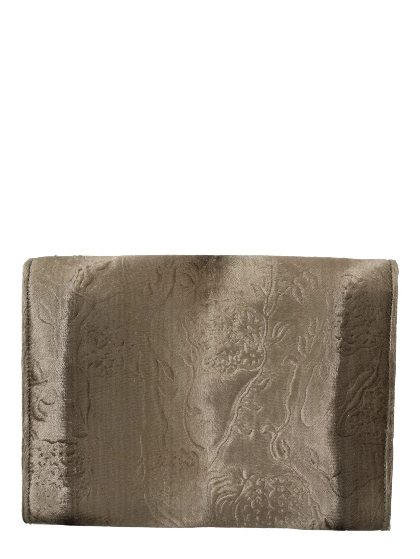 Beige Velvet Floral Leather Men Document Briefcase