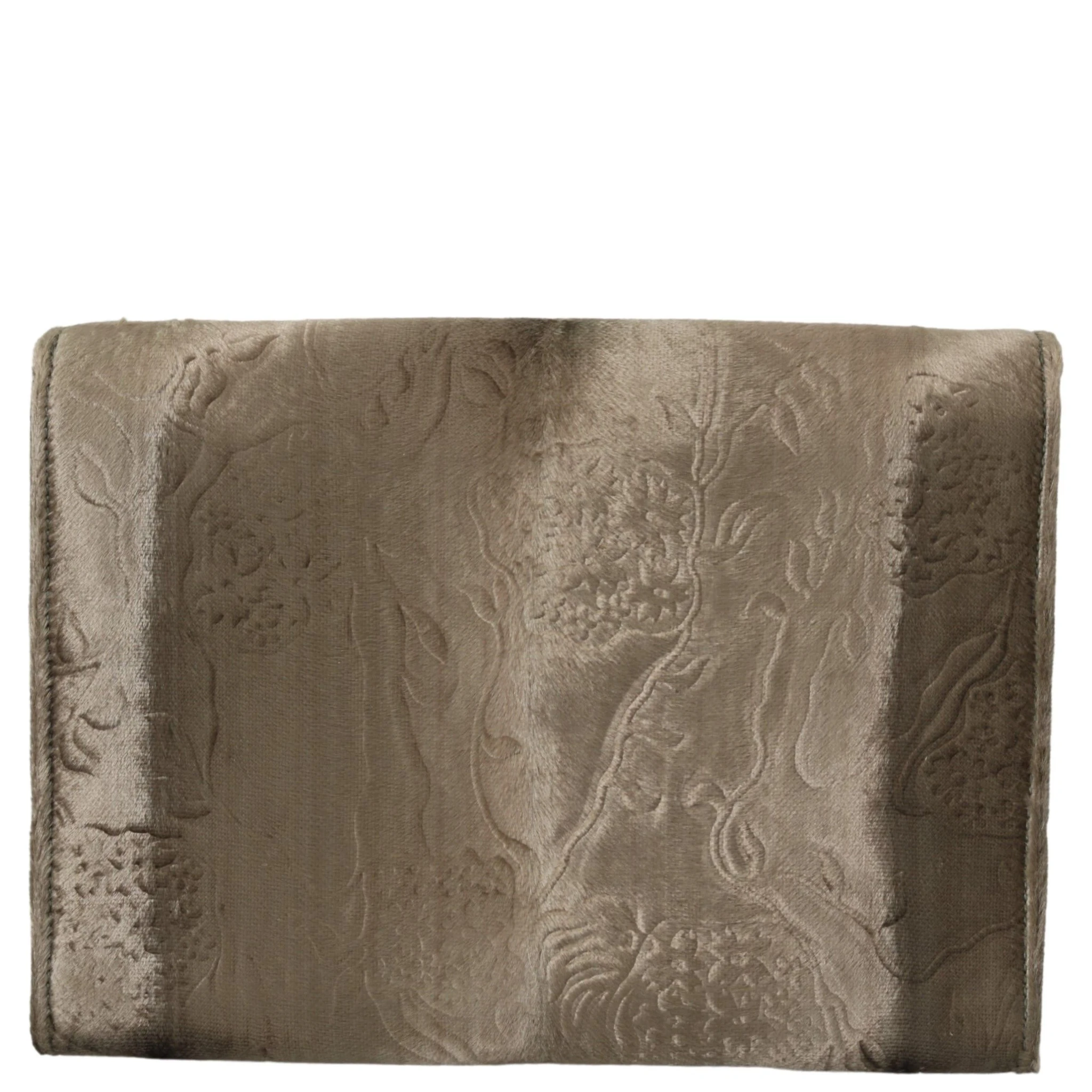 Beige Velvet Floral Leather Men Document Briefcase