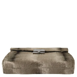 Beige Velvet Floral Leather Men Document Briefcase