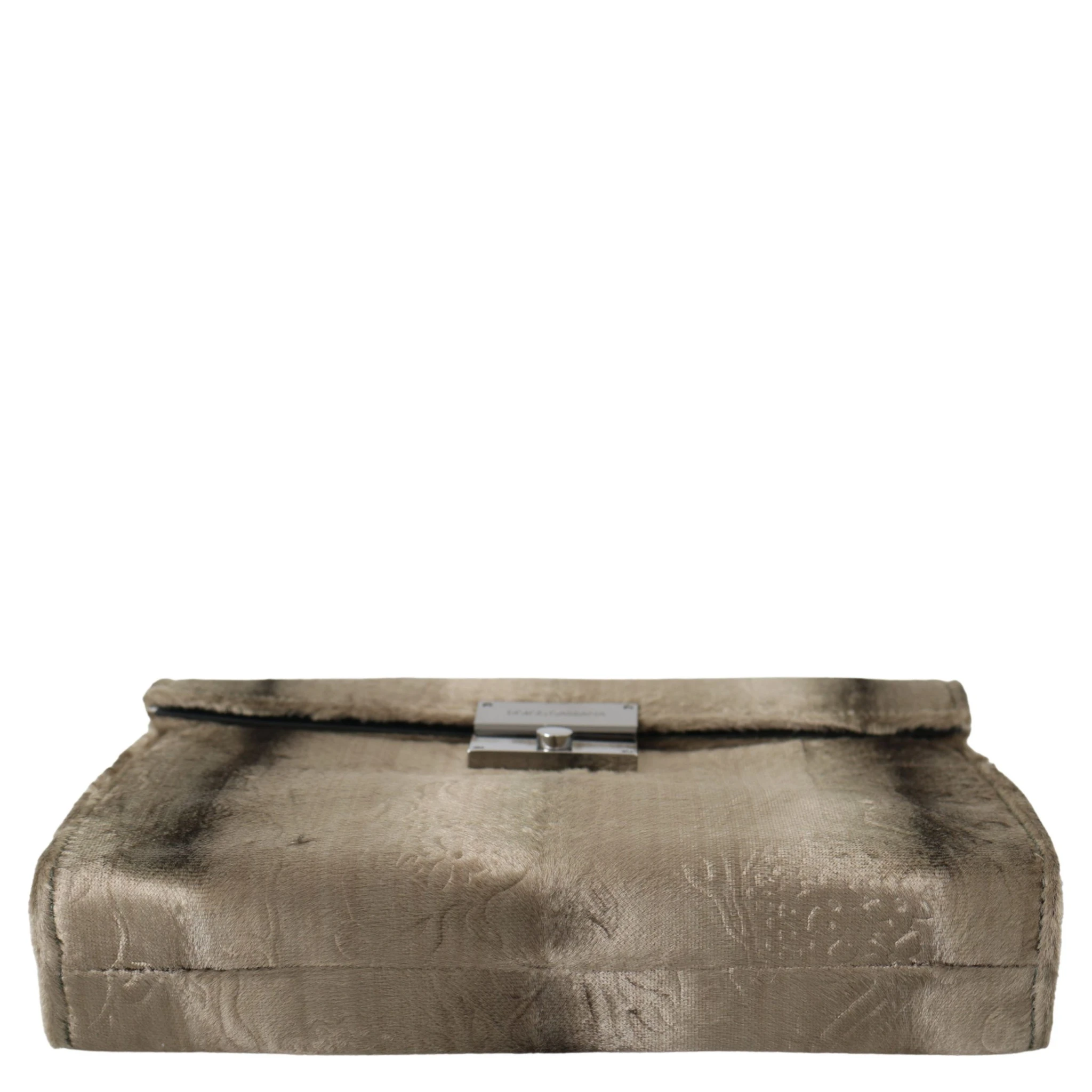 Beige Velvet Floral Leather Men Document Briefcase