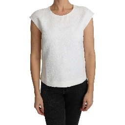 White Floral Brocade Blouse Cotton Top