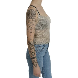 Beige Sleeveless Spaghetti Strap Tank See Through Top