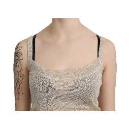 Beige Sleeveless Spaghetti Strap Tank See Through Top