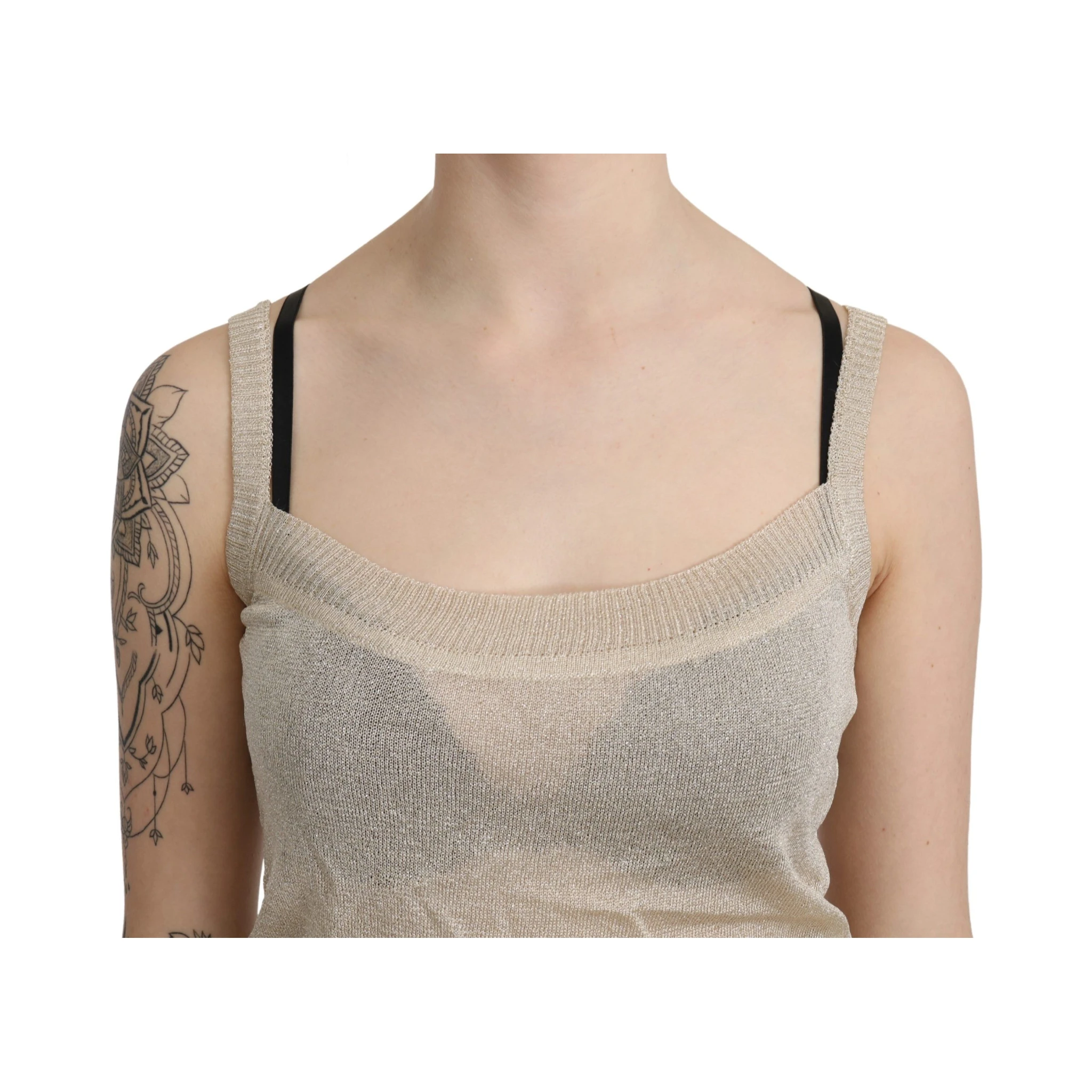 Beige Sleeveless Spaghetti Strap Tank See Through Top