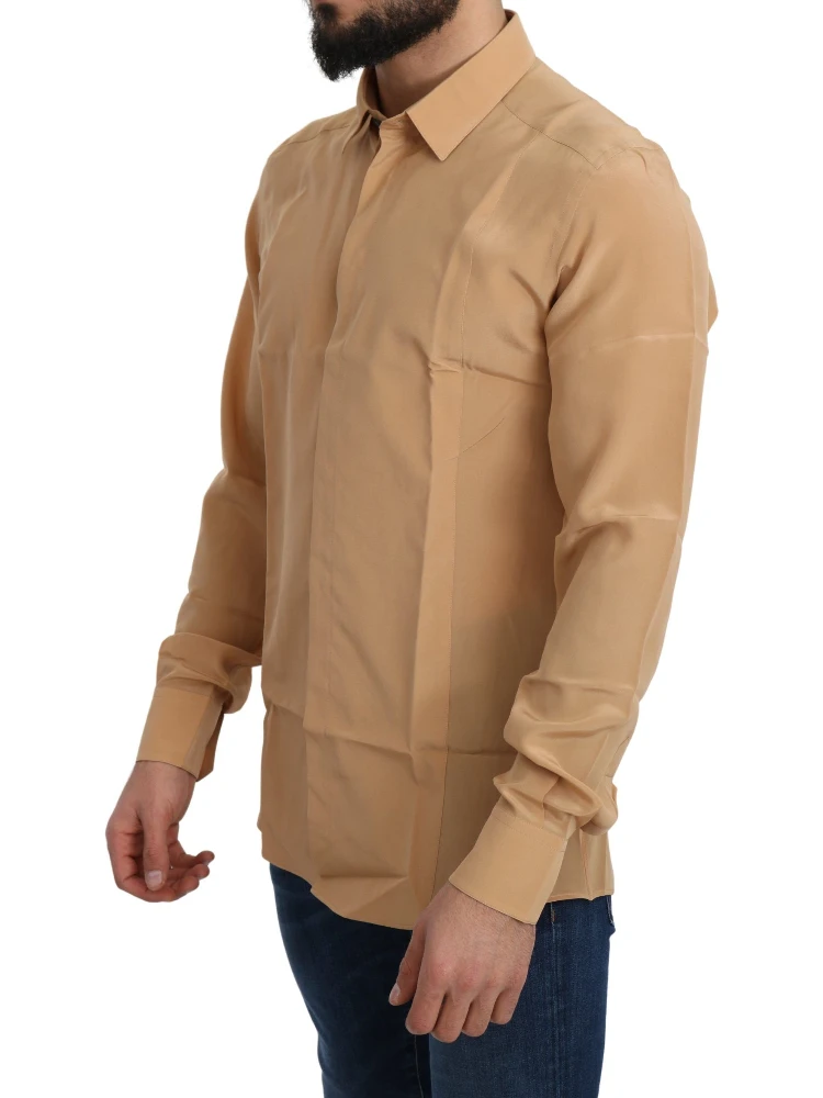 Yellow 100% Silk GOLD Top Slim Shirt alternative