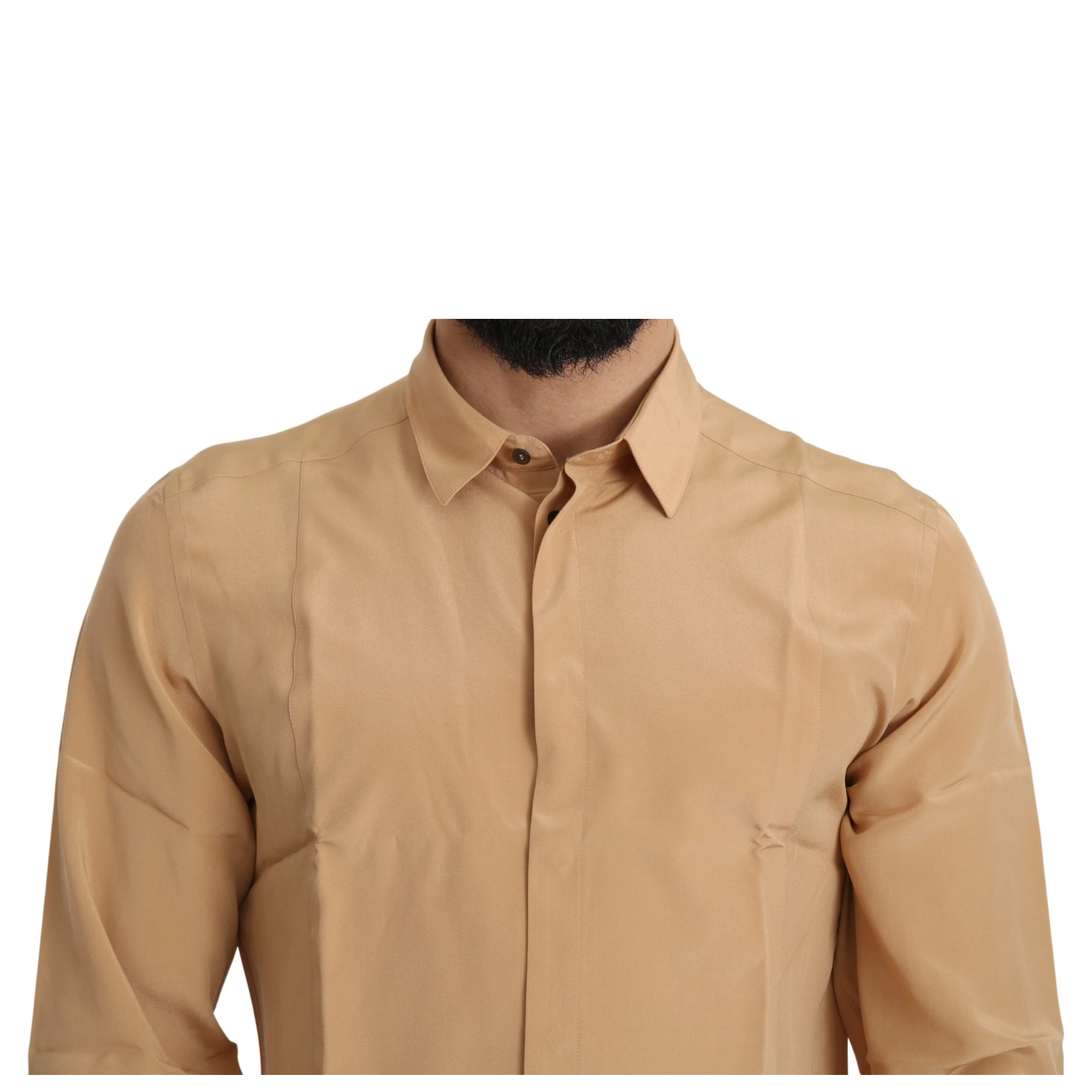 Yellow 100% Silk GOLD Top Slim Shirt
