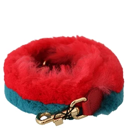 Red Blue Rabbit Fur Leather Shoulder Strap