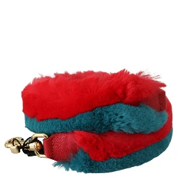 Red Blue Rabbit Fur Leather Shoulder Strap