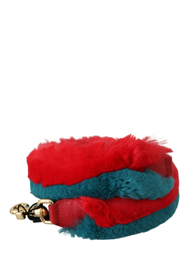 Red Blue Rabbit Fur Leather Shoulder Strap alternative