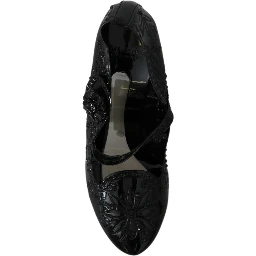 Black Floral Crystal CINDERELLA Heels Shoes