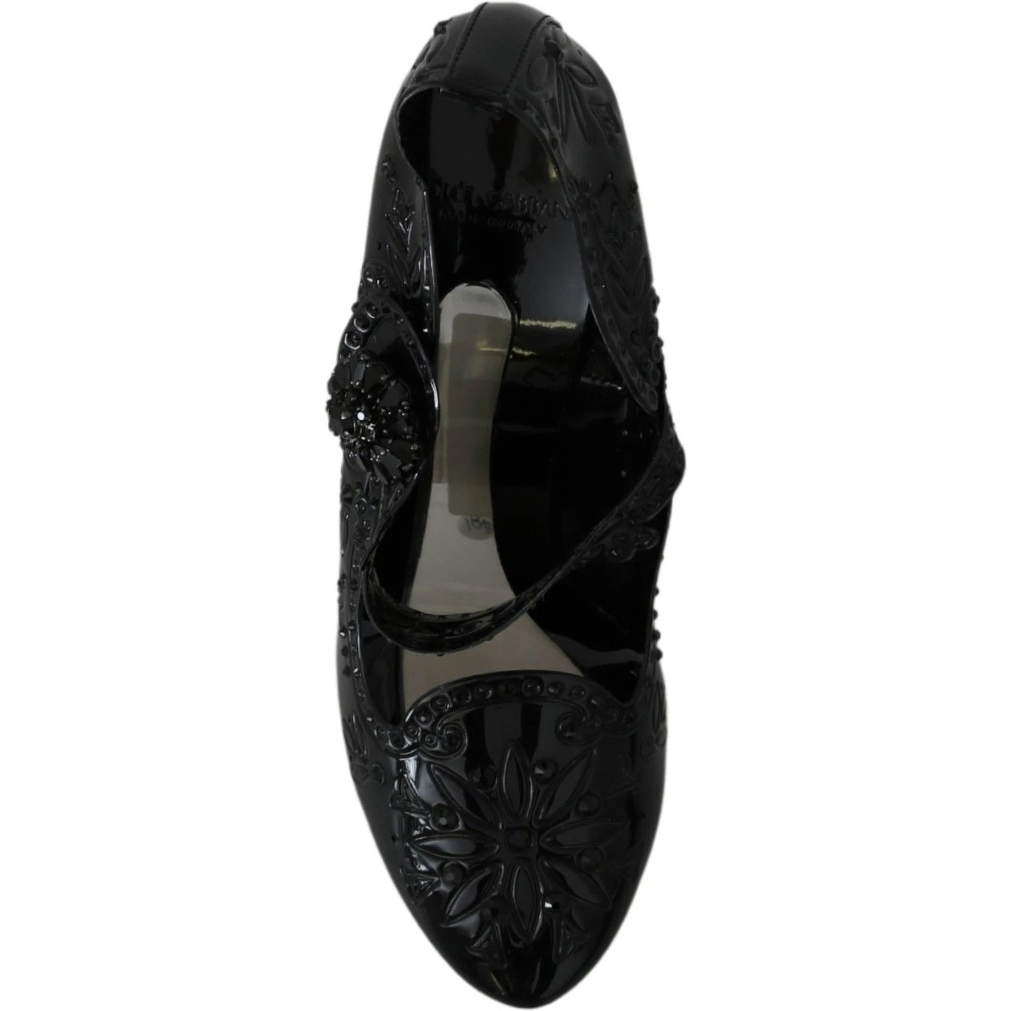 Black Floral Crystal CINDERELLA Heels Shoes