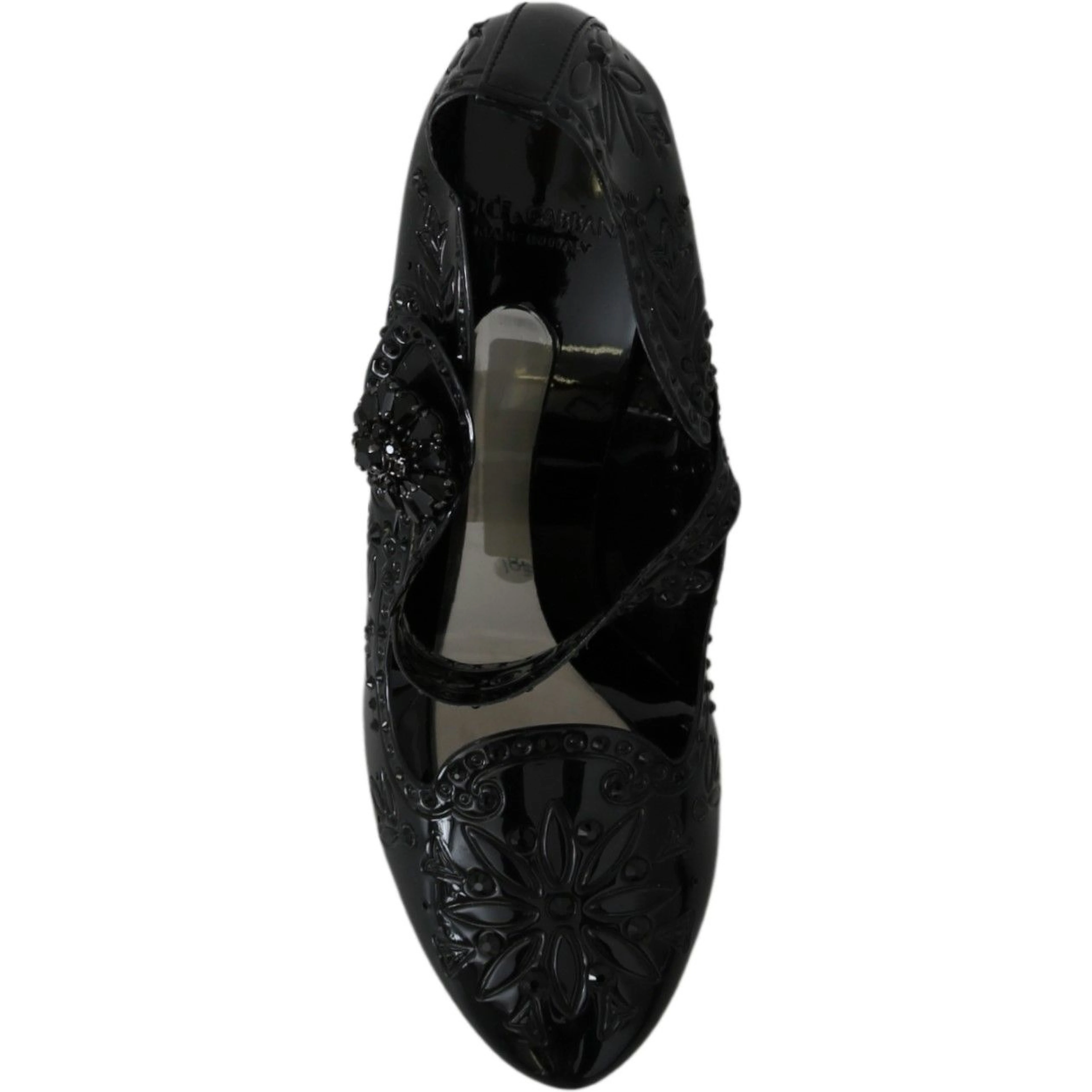 Black Floral Crystal CINDERELLA Heels Shoes
