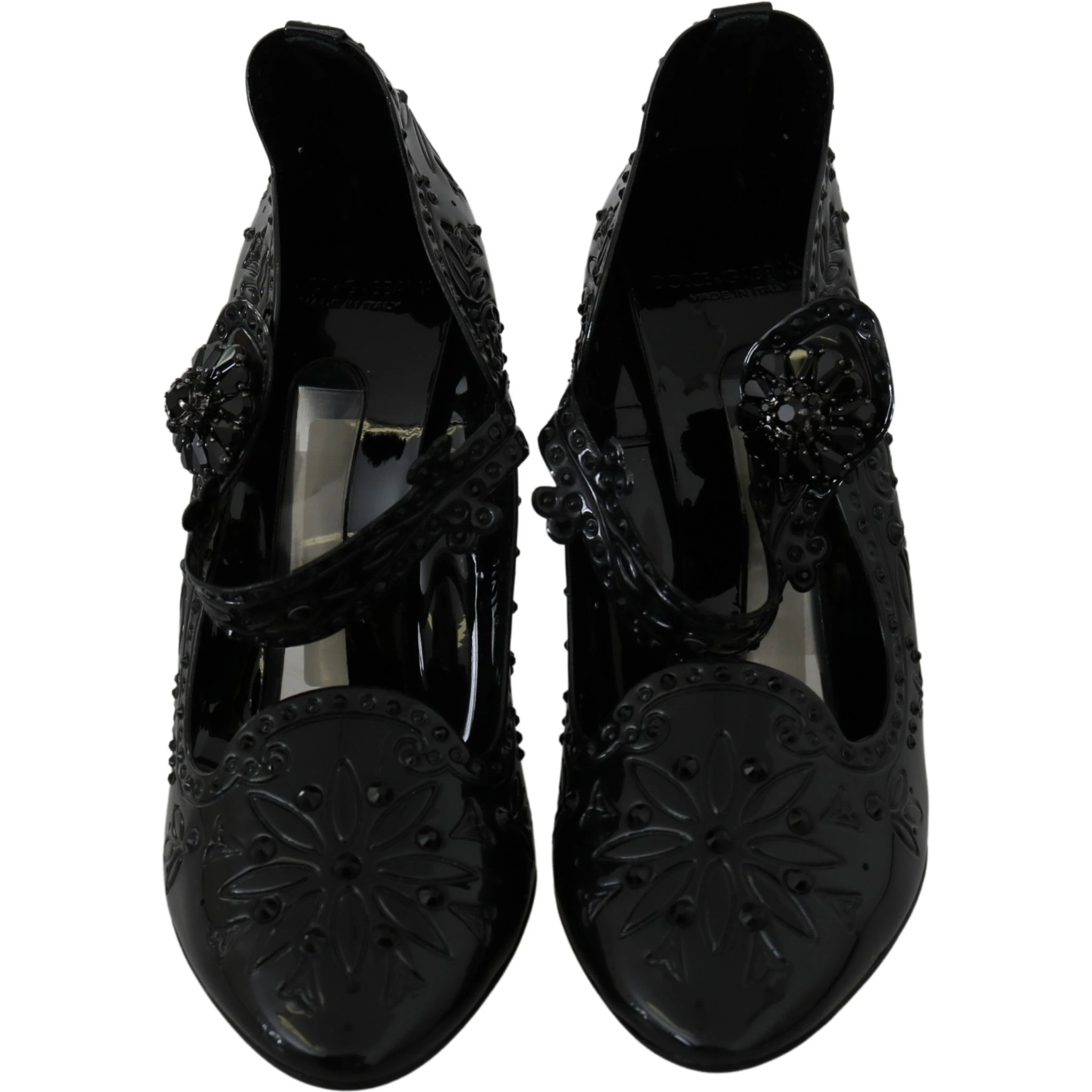 Black Floral Crystal CINDERELLA Heels Shoes