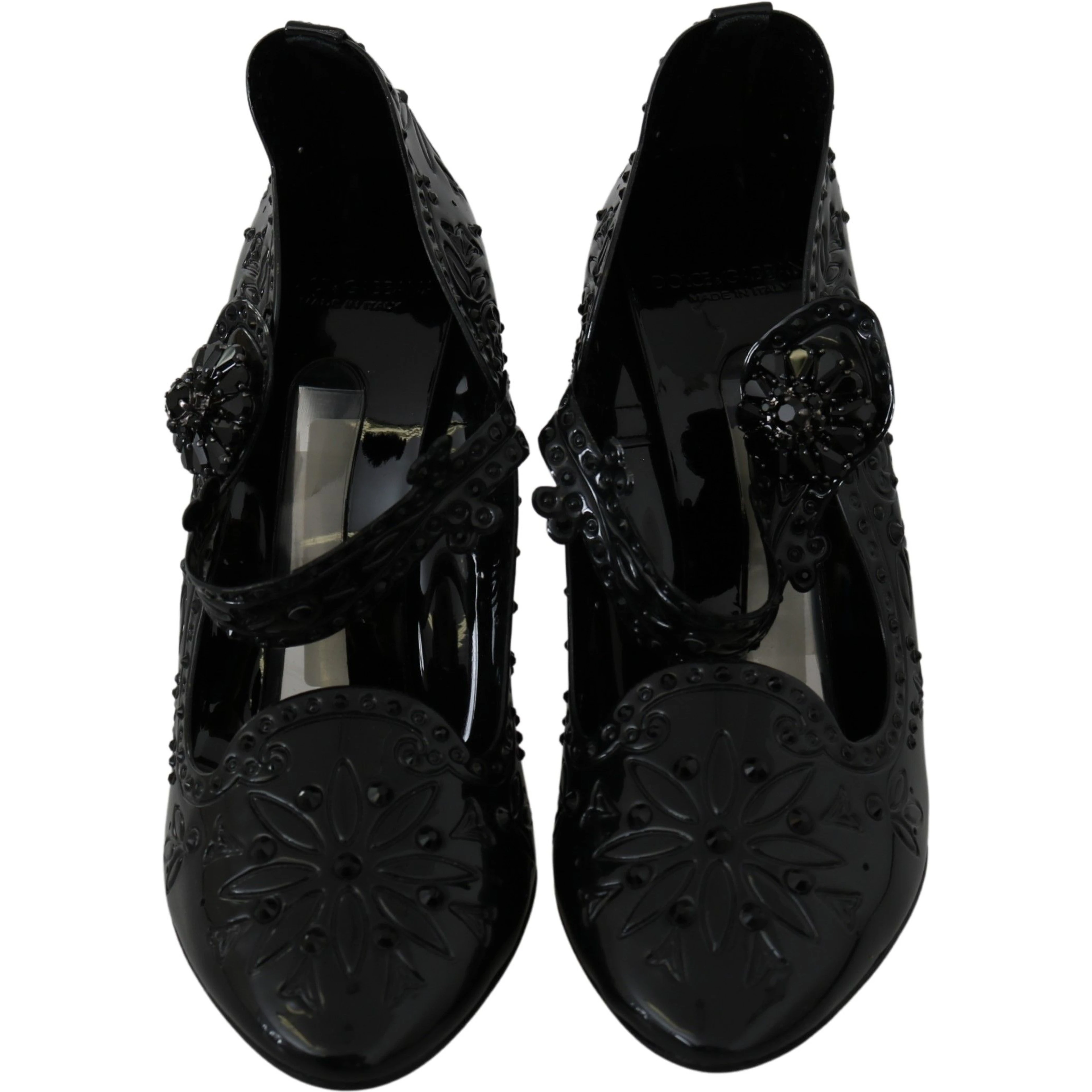 Black Floral Crystal CINDERELLA Heels Shoes