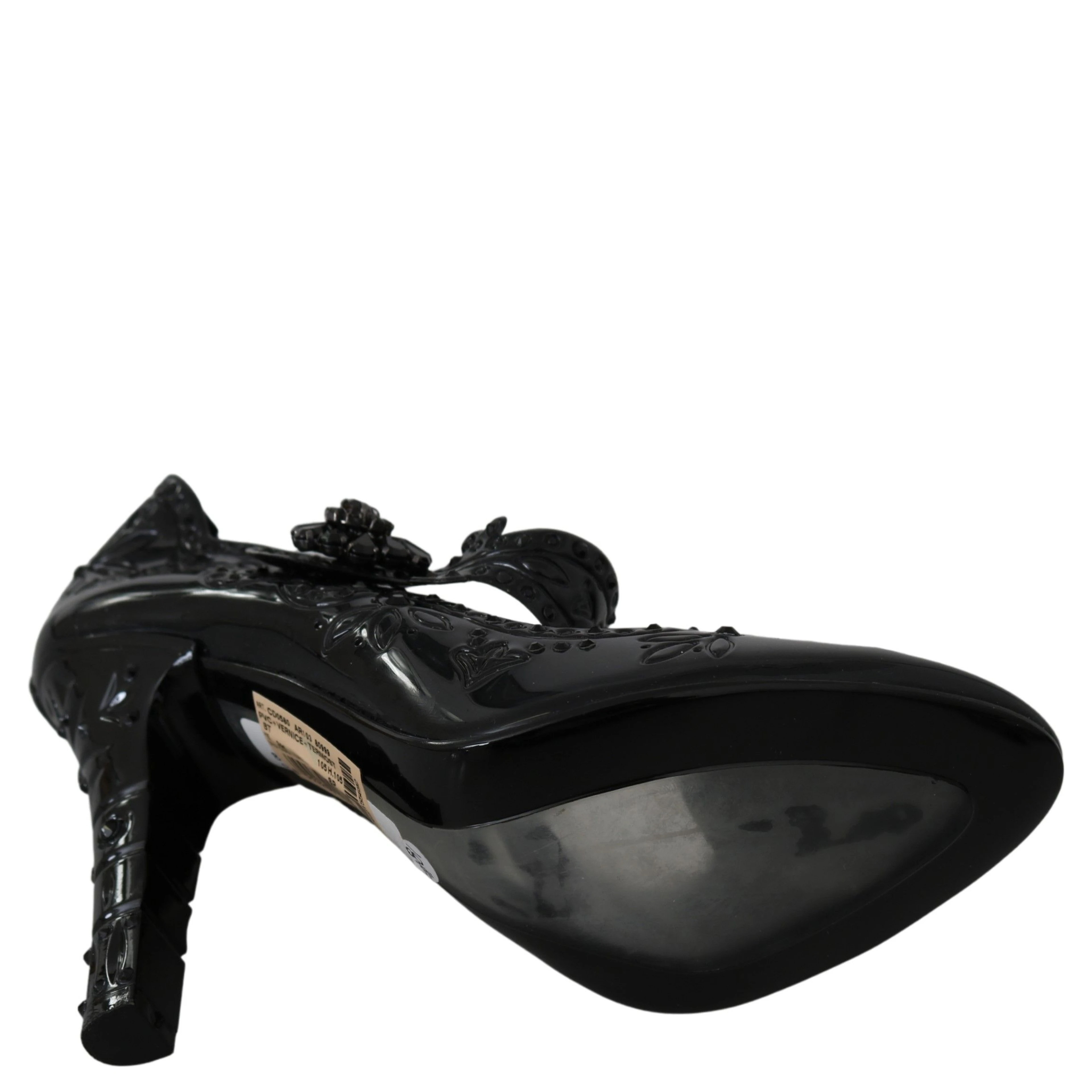 Black Floral Crystal CINDERELLA Heels Shoes