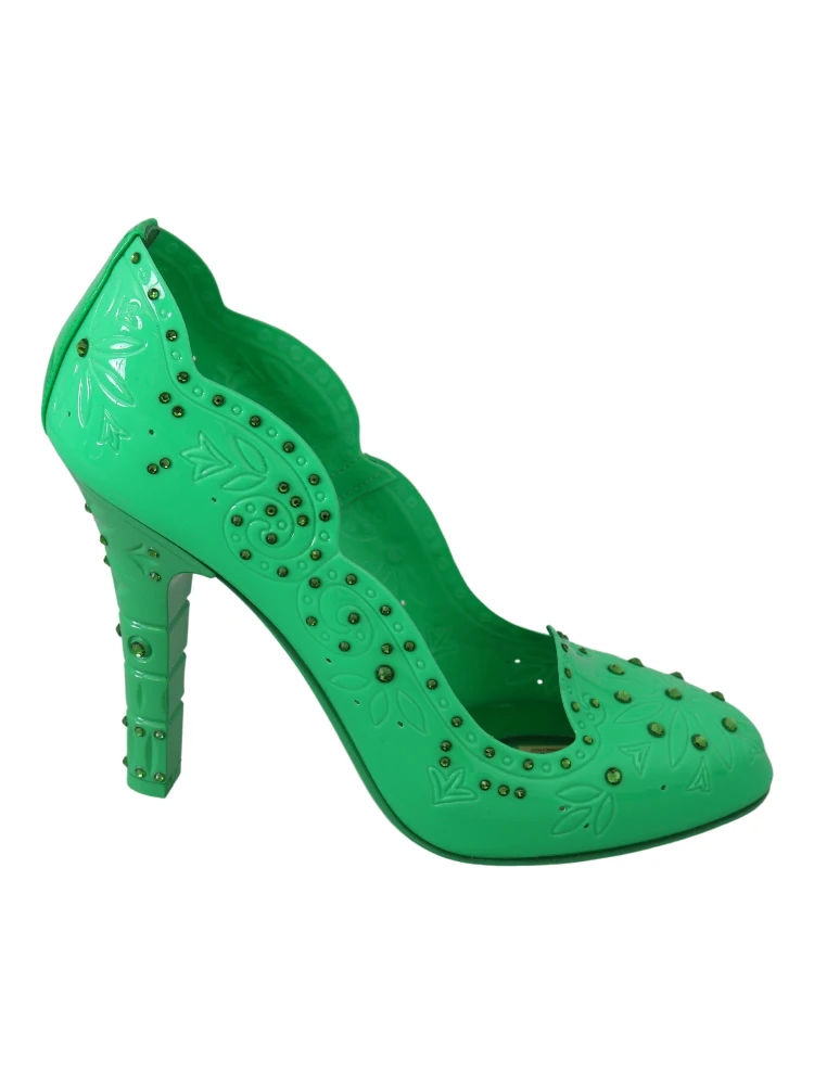 Green Crystal Floral CINDERELLA Heels Shoes