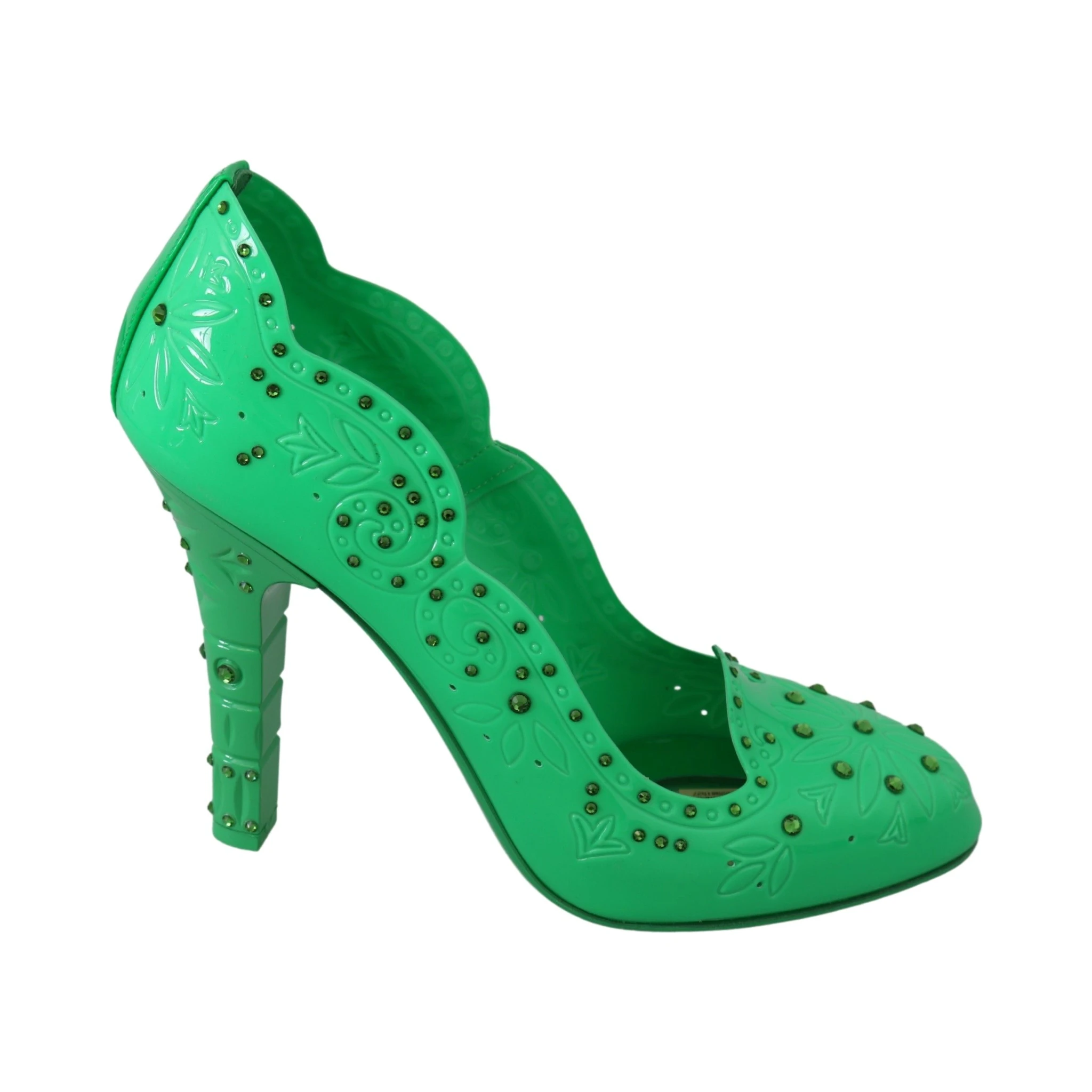 Green Crystal Floral CINDERELLA Heels Shoes