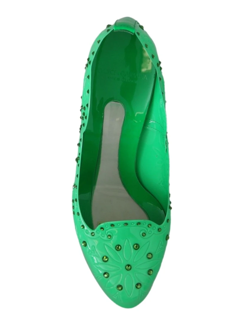Green Crystal Floral CINDERELLA Heels Shoes