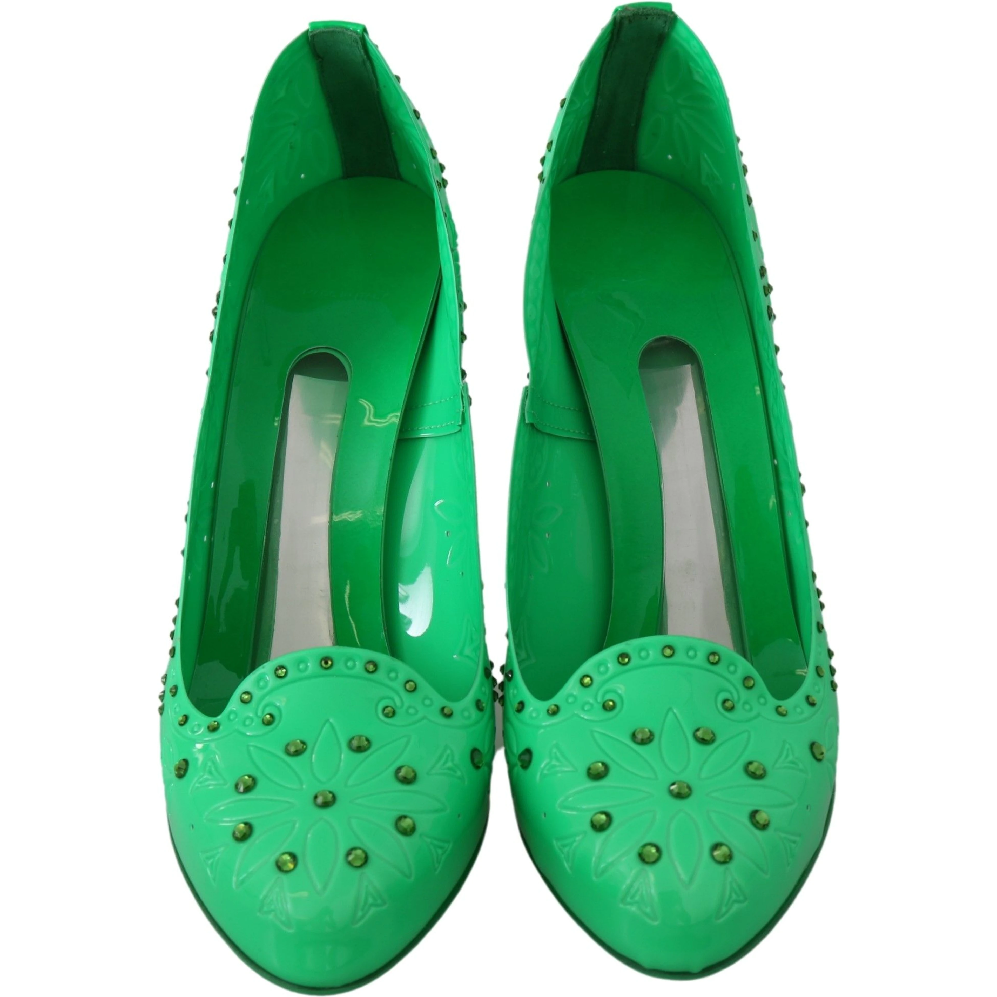 Green Crystal Floral CINDERELLA Heels Shoes